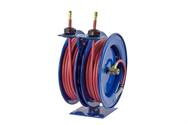 Coxreels Combo Air and Electric Hose Reel — With Fluorescent Angle Light  and 3/8in. x 50ft. PVC Hose, Max. 300 PSI, Model# C-L350-5016-D